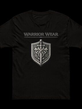 Warrior Wear Shield Graphic Tee – Strength Honor Discipline / Black & White